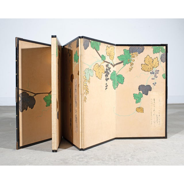 Japanese Harimaze Six Panel Screen Applied Edo Tanzaku Poems For Sale - Image 16 of 18