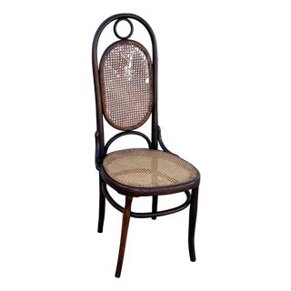 Late 19th Century Vienna Secession Bent Oak & Cane High Back Side Chair No. 17 Attributed to Thonet For Sale