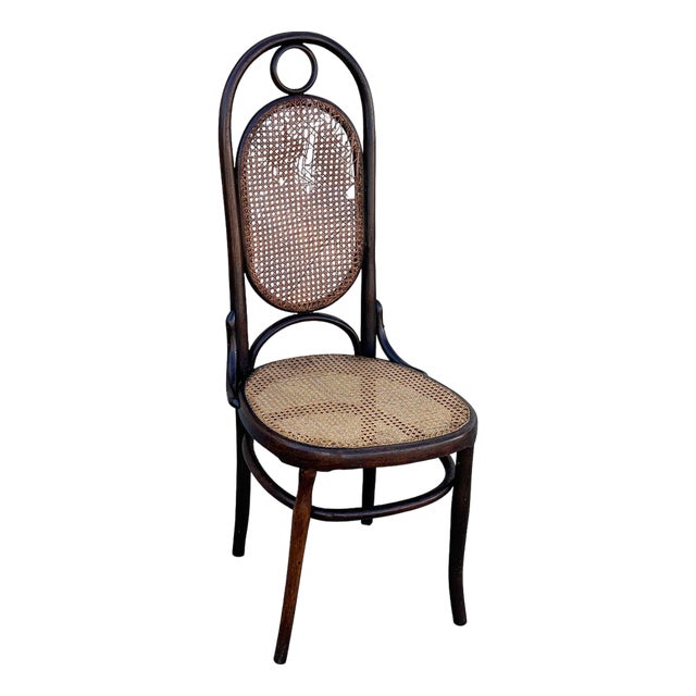 Late 19th Century Vienna Secession Bent Oak & Cane High Back Side Chair No. 17 Attributed to Thonet For Sale