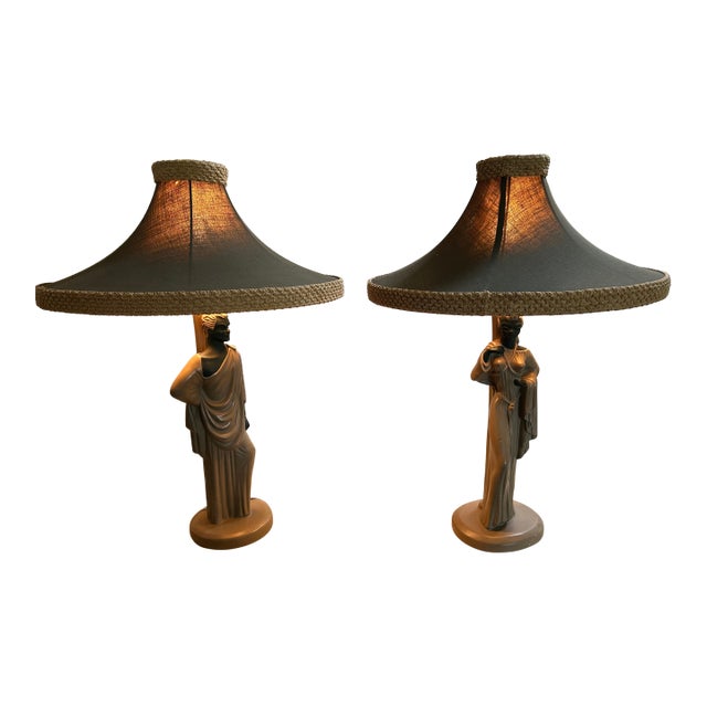 Vintage Continental Art Company Greek / Roman Style Figural Lamps " High to the Finial. For Sale