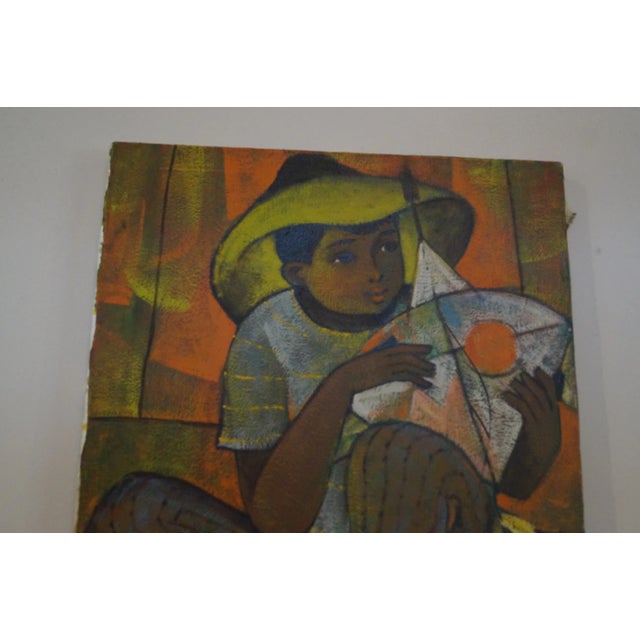 Figurative 1950s Roger San Miguel Figurative Orange and Yellow Original Oil Painting For Sale - Image 3 of 13