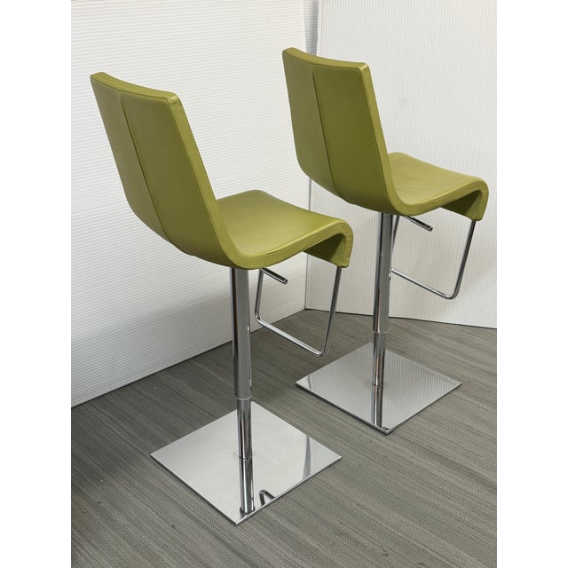 Karim Rashid Karim Rashid for Bonaldo Adjusting Skipping Bar Stools, Chartreuse For Sale - Image 4 of 12