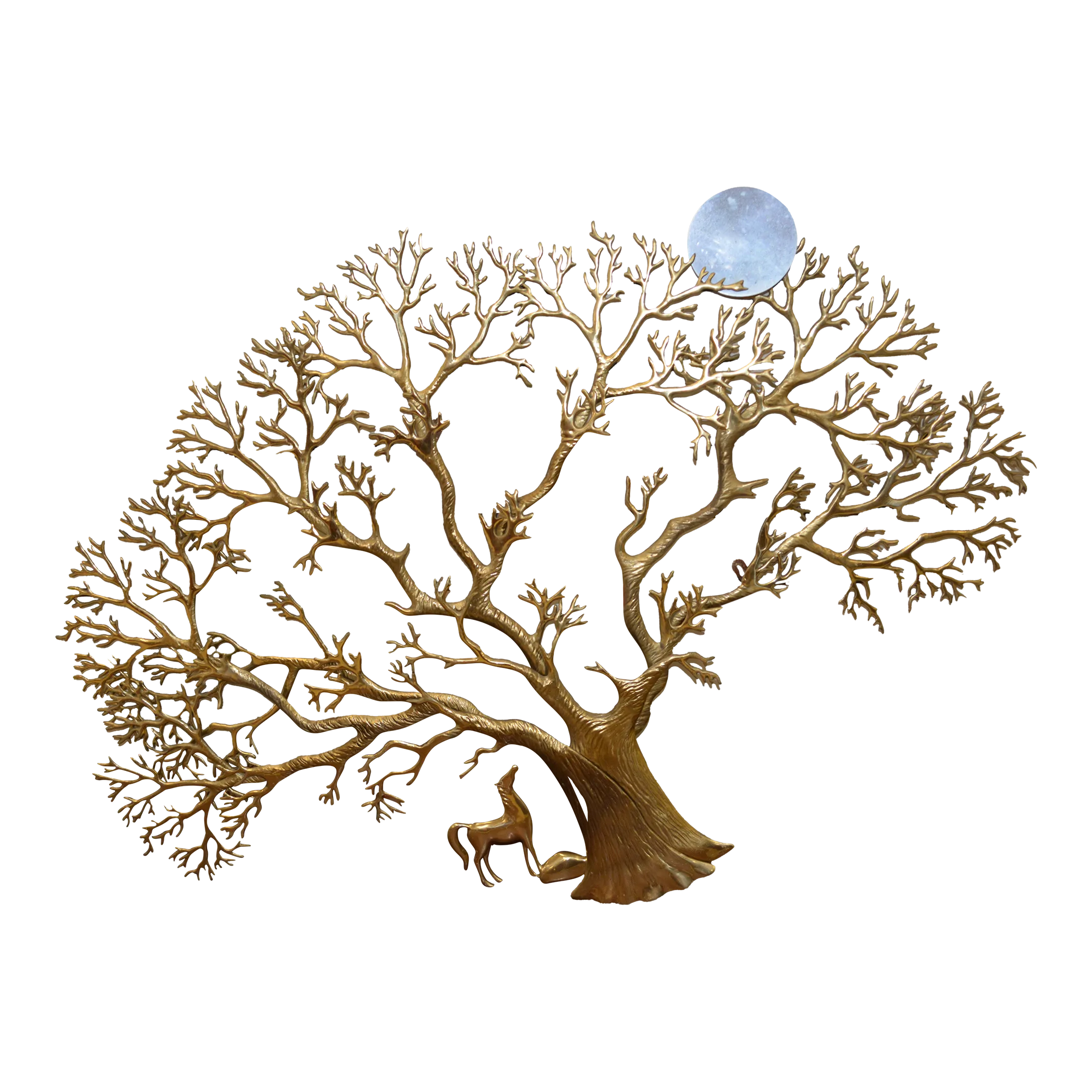 1960s Bijan Jere Style Brass Bonsai Sun Tree of Life Wall Hanging
