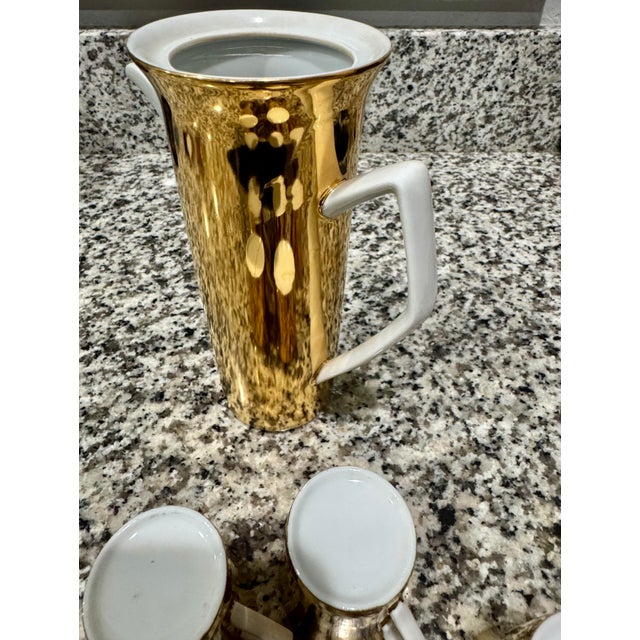 Vintage Gold-Gilded Porcelain Espresso Set - 11 pcs For Sale - Image 4 of 12