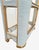 Wood Vintage Custom Painted Baby Blue Gold Arched Pencil Reed Glass Shelving Unit Etagere For Sale - Image 7 of 13