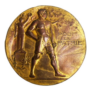 French Art Deco Bronze Plaque "Pour La Patrie" For Sale