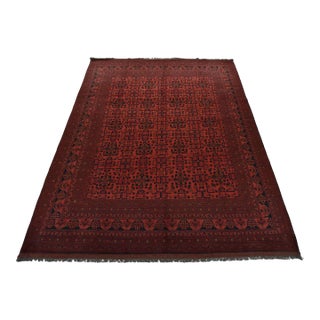 Turkmen Rug 10’3” X 12’11” Red Wool Traditional Hand-Knotted Oriental Carpet For Sale
