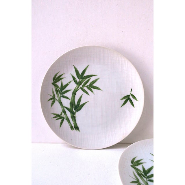 Porcelain Plates Bamboo Design, Set of 4, Circa 1960s For Sale - Image 4 of 9