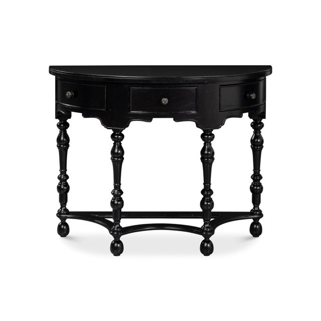 Black Demilune Console Table With Drawers For Sale - Image 4 of 13