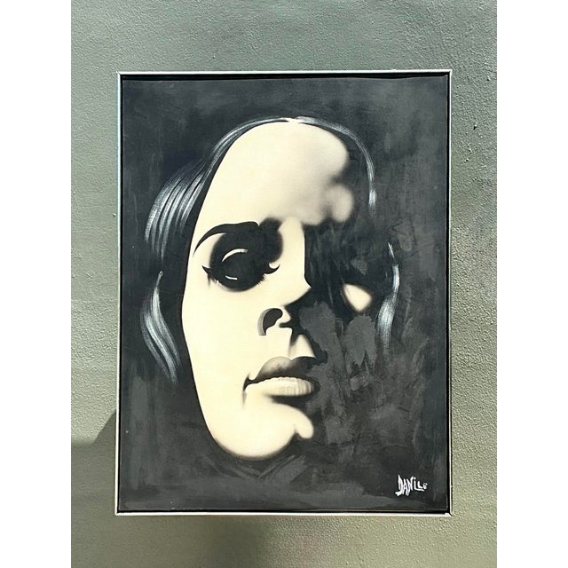 Late 20th Century Vintage Monumental Original Oil Portrait on Canvas For Sale - Image 5 of 12