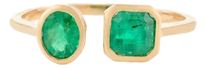 Genuine Emerald Two Stone Open Ring Christmas Gift for Women Size 7