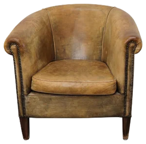 Vintage Dutch Cognac Colored Leather Club Chair