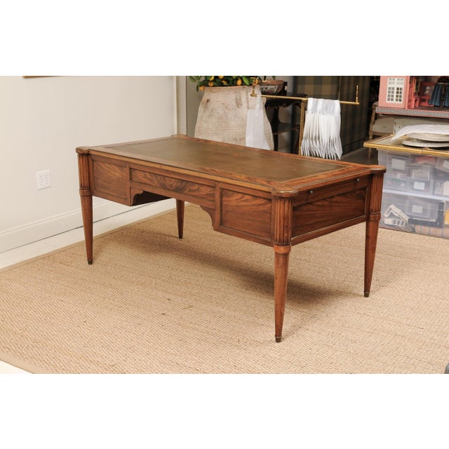 Antique Louis XVI Style French Desk With Brown Leather Top For Sale - Image 9 of 14