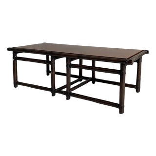 Rattan and Wood Coffee Table by Lyda Levi for McGuire, USA, 1970s For Sale