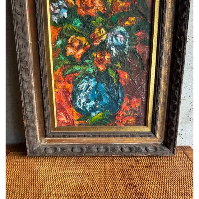 Wood Mid Century Modern Impasto Still Life - Framed Oil Painting For Sale - Image 7 of 9