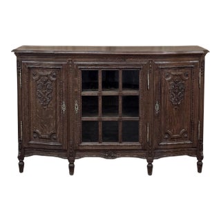 19th Century Louis XVI Liégeois Style Oak Display Buffet For Sale