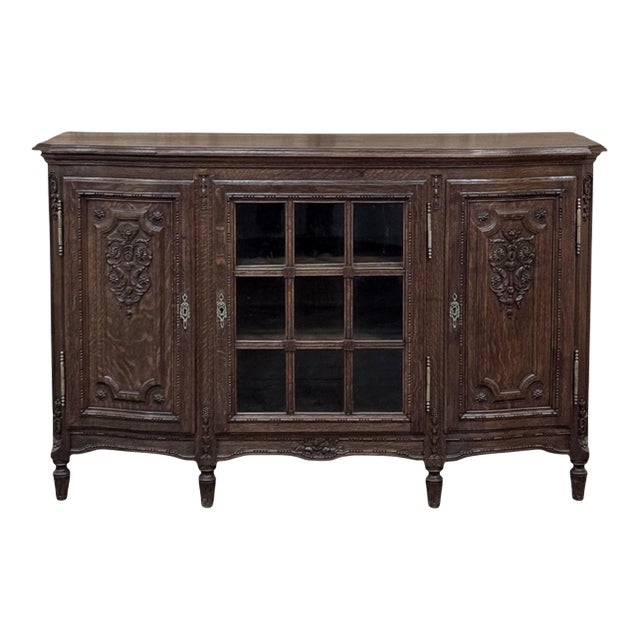 19th Century Louis XVI Liégeois Style Oak Display Buffet For Sale