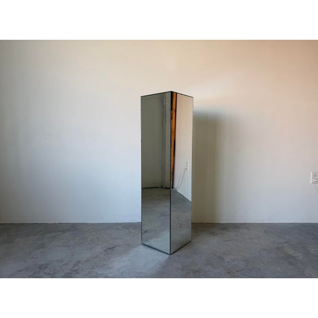1970s Vintage Beveled Mirror Cube Pedestal For Sale - Image 9 of 12