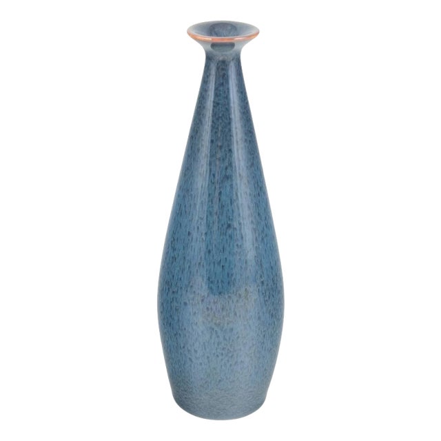 Drop-Shaped Vase with Blue Glaze by Carl-Harry Stålhane for Rörstrand For Sale