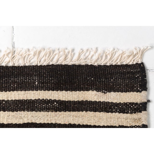 Anatolian Black & White Stripe Kilim Runner For Sale - Image 9 of 10