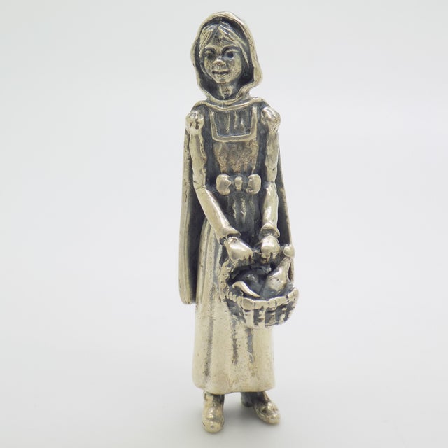 1970s Vintage Italian Silver Little Red Riding Hood Figurine from Arezzo, 1970s For Sale - Image 5 of 16
