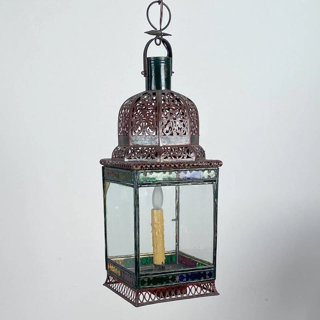 Red Vintage Ottoman Style Lantern, Mid Century For Sale - Image 8 of 8