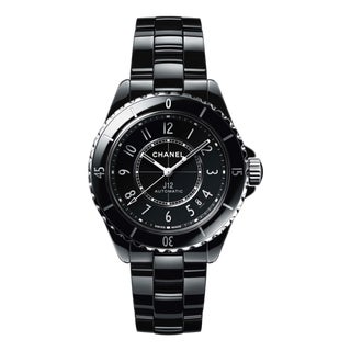 Chanel J12 Black Ceramic Automatic Midsize Unisex Watch Black Ceramic Face For Sale