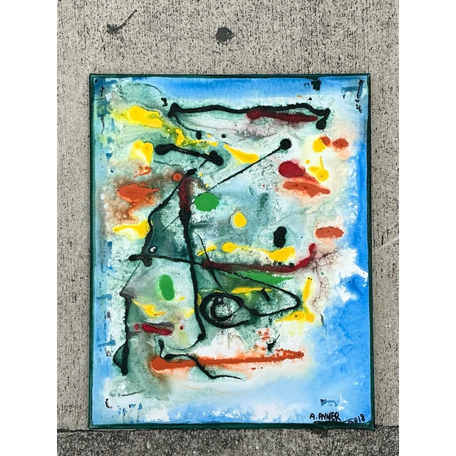 Textile Vintage Vintage Original Abstract Oil Painting on CanvasOriginal Abstract Oil Painting on Canvas For Sale - Image 7 of 12