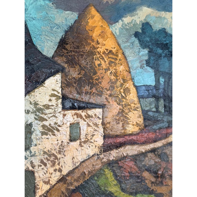 Midcentury Italian Modernist Landscape Oil Painting For Sale - Image 10 of 11