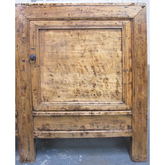 Aged Poplar Double Cabinet For Sale - Image 12 of 14