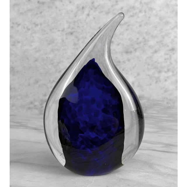 Mid-Century Modern Vintage Art Glass Water Drop Paperweight Sculpture For Sale - Image 3 of 5