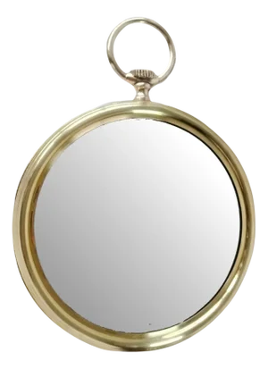 Decorative Brass and Bronze Pocket Watch-Style Wall Mirror