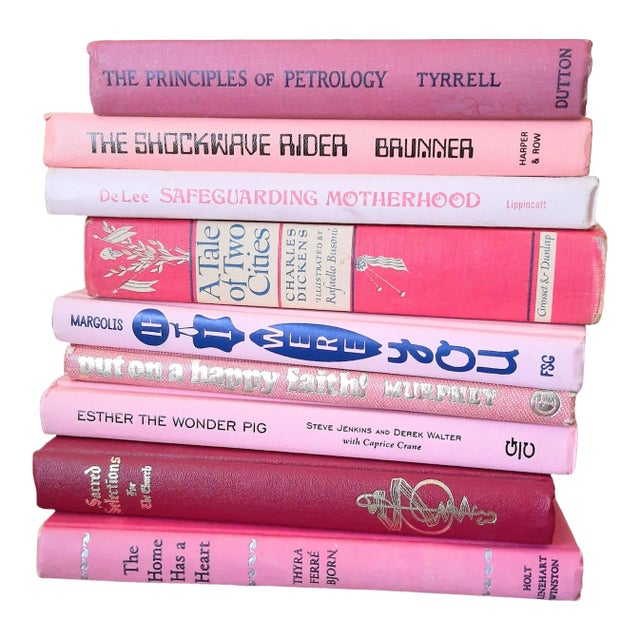 Vintage Pink Book Bookstack Library Barbiecore Books Barbie Hot Pink For Sale