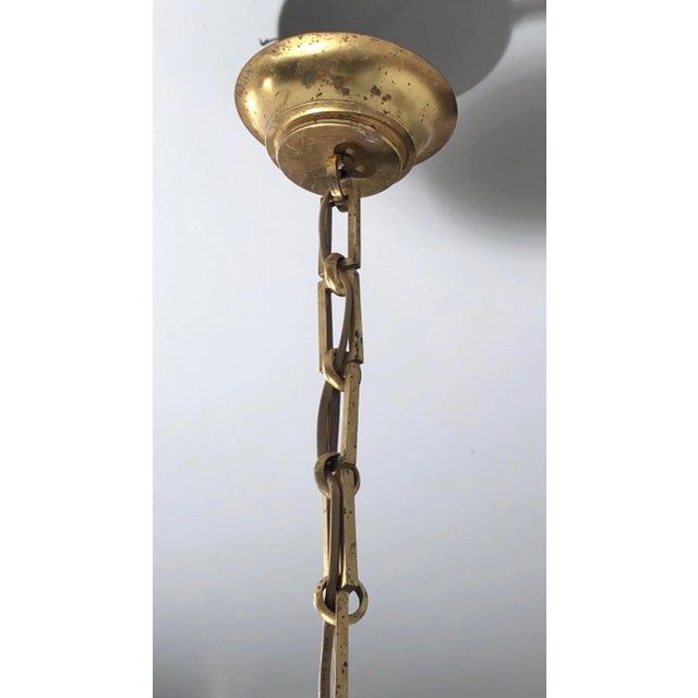 Lacquered Metal and Brass Chandelier, circa 1940 For Sale - Image 12 of 13