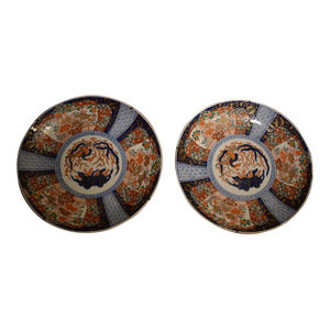 Pair of Japanese Large Imari Chargers, Late 19th Century
