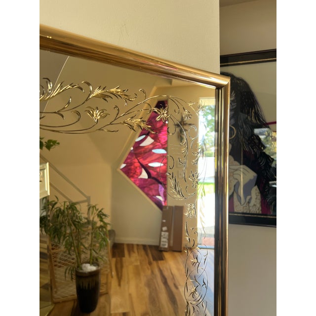 Vintage Postmodern 1980s Square Wall Mirror Gold Gilt Frame For Sale - Image 9 of 12