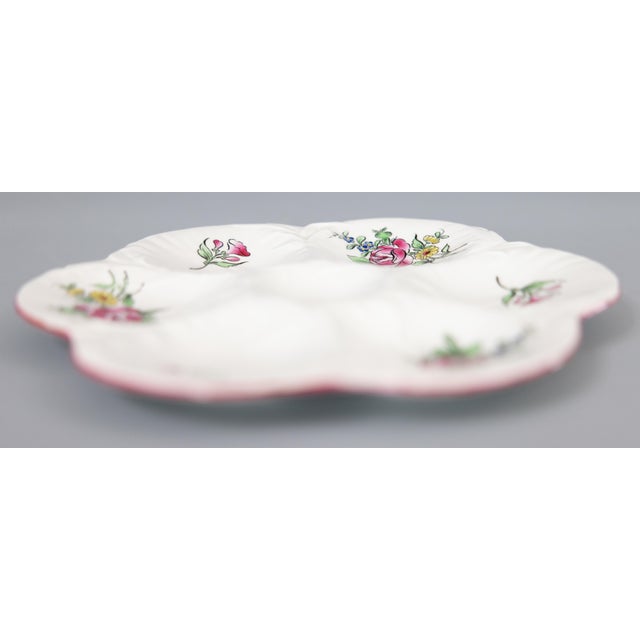 Early 20th Century Antique French Luneville Floral Porcelain Oyster Plate For Sale - Image 5 of 8