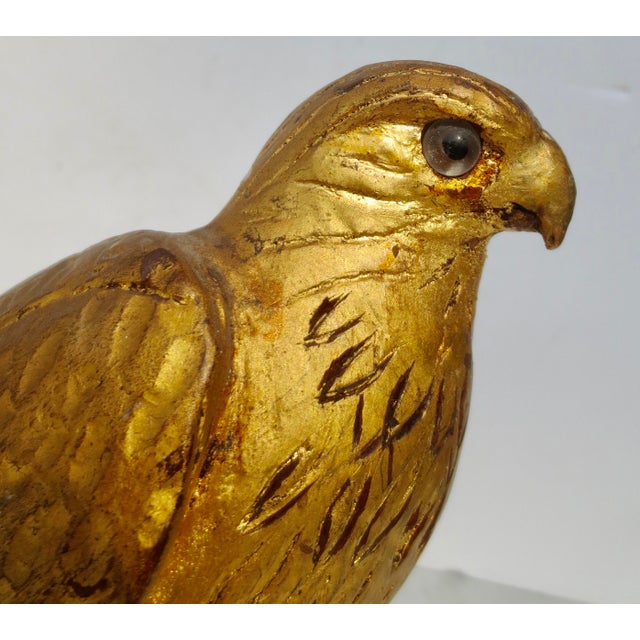 Wood Egyptian Carved Gilt Wood Falcon Circa 1950s For Sale - Image 7 of 7