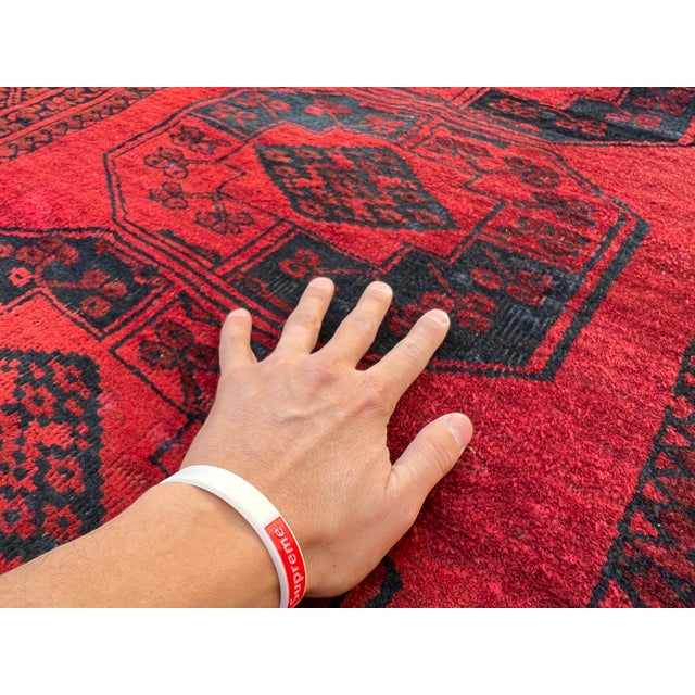 Vintage Afghan Khal Mohammad Single Column Aina Gul Bokhara Rug - 6'7" X 3'11" For Sale - Image 10 of 10