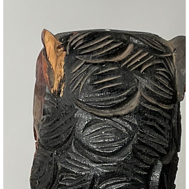 Mid 20th Century Primitive Carved Wood Foo Dogs - A Pair For Sale - Image 10 of 12