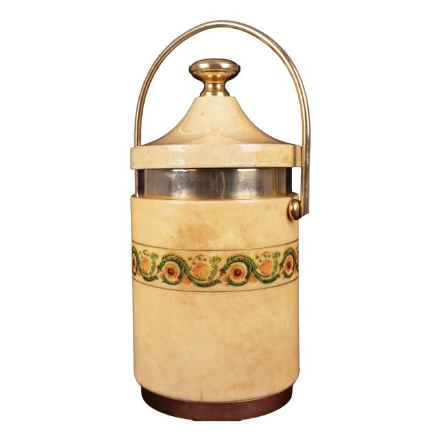 Mod. 1225D Goatskin Parchment Ice Bucket by Aldo Tura, 1970 For Sale