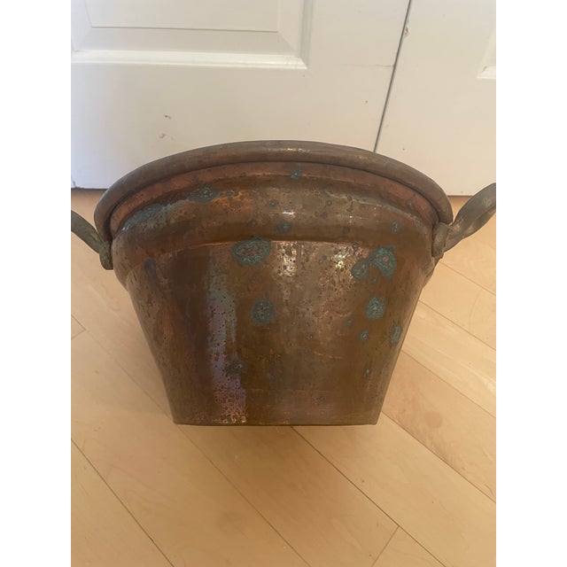 Copper Antique Primitive Copper Basin Bucket Dovetail Cramp Seam For Sale - Image 8 of 10