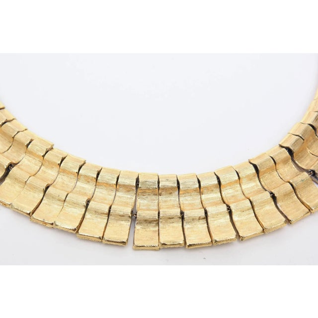 Gold Vintage Reticulated Textural Gold Plated Collar Necklace, 1960's For Sale - Image 8 of 10