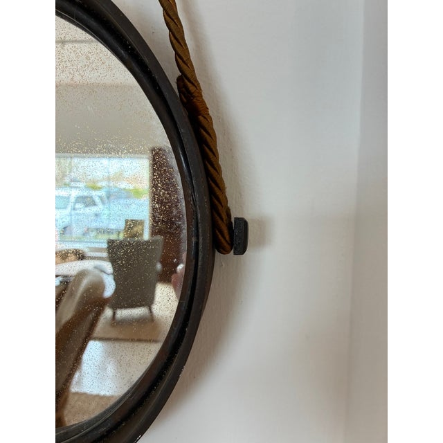 Vintage Round Metal Mirror on Silk Rope, France For Sale - Image 13 of 18