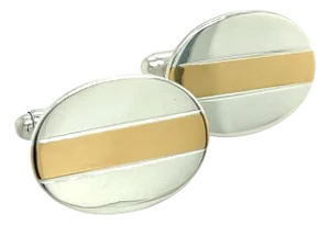 1990s Pair of Tiffany & Co Estate Cufflinks 18k Y Gold + Sterling Silver