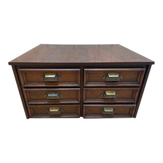 Antique Campaign Style Desk Top File Chest Cabinet For Sale