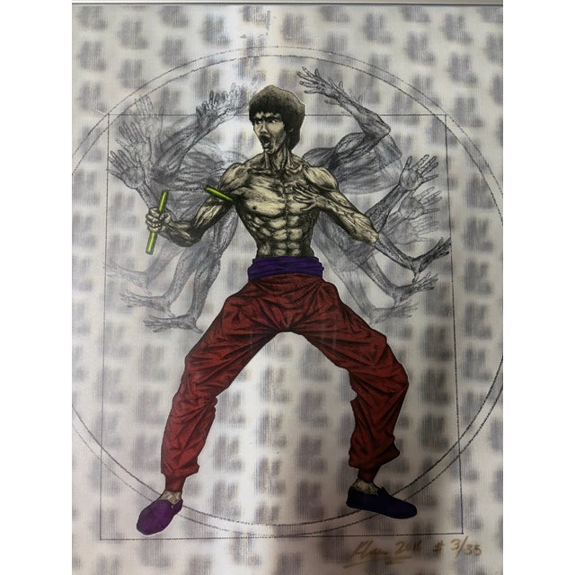 Keng Lau Signed and numbered 3/35 Pop Art Holographic 3D image of Bruce Lee For Sale - Image 4 of 10