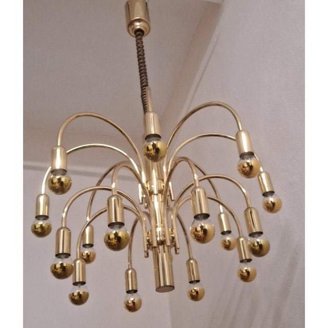 Vintage German 16-Light Chandelier with Gold-Colored Metal Frame from TZ Leuchten, 1970s For Sale - Image 6 of 8