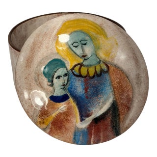 1960s Rare Polia Pillin California Pottery Lidded Bowl MCM Art Pottery For Sale