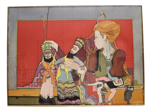 Marionettes, Silkscreen Print, 1970s, Framed
